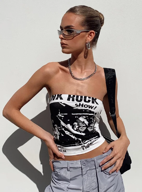 silk women tube top for a smooth and elegant feelPunk Rock Strapless Top White