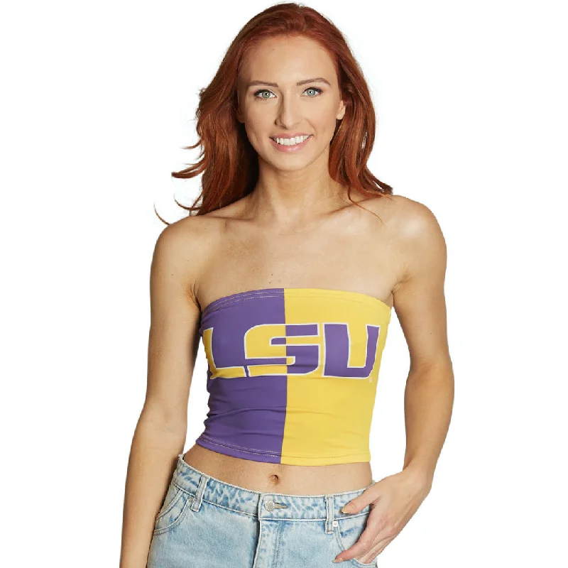 embroidery - detailed women tube top for a unique designLSU Two Tone Tube Top