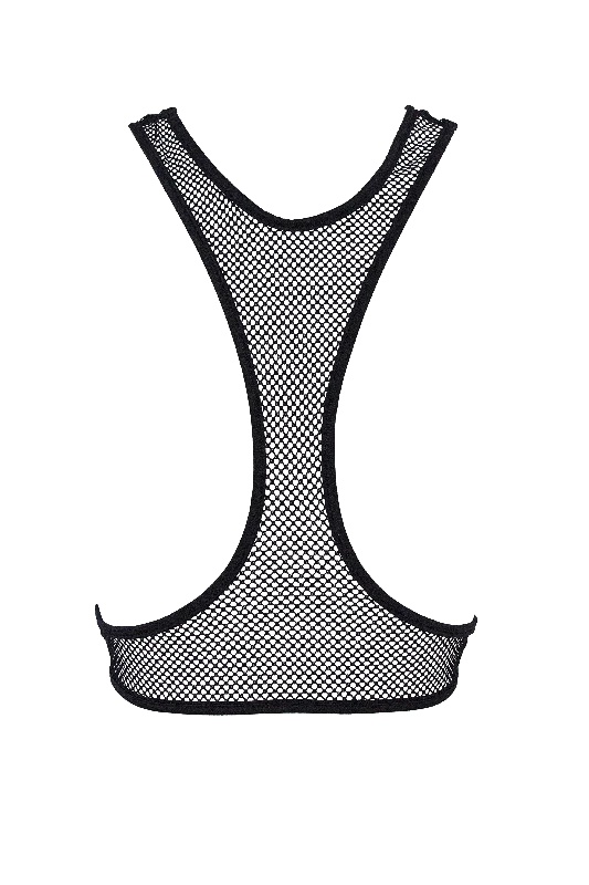 tall women camisoles & tanks for the right lengthFishnet Overlay cut-out Camisole / Stretch Fishnet top / BLACK