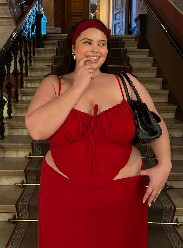 short women bustiers and corsetsOrianne Corset Top Red Curve