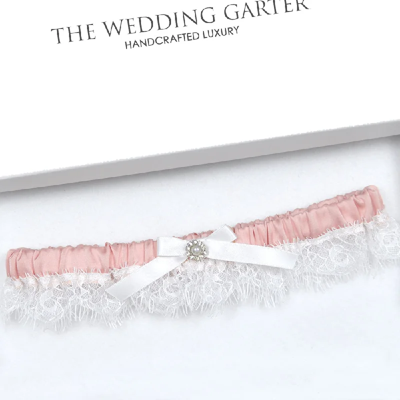 lingerie set women gartersJessie Chantilly Lace & Pink Satin Brides Garter (18 Colours)