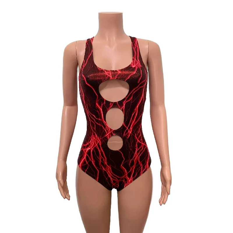 Convertible Straps Bodysuits for Multiple Styling OptionsSALE - SMALL ONLY - Keyhole Bodysuit - Red Lightning Metallic Convertible Straps Bodysuits for Multiple Styling OptionsSALE - SMALL ONLY - Keyhole Bodysuit - Red Lightning Metallic