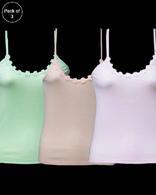 women camisoles & tanks for outdoor activitiesPack of 3 Teen Age Camisole For Ladies - Mix Colors