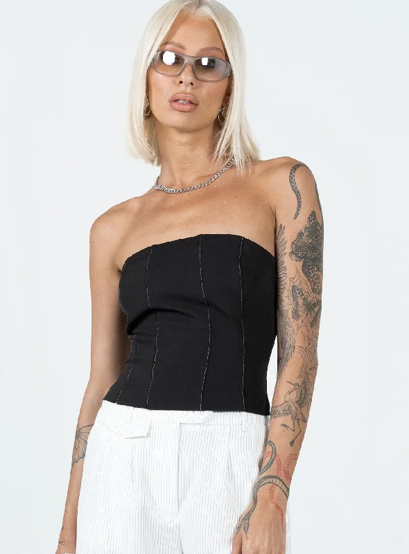 low - cut women tube top for a more revealing and sexy lookTaron Strapless Top Black