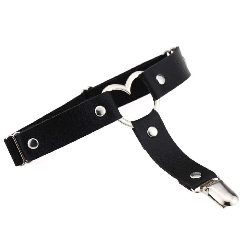 non - stretch women gartersWomen's Punk Faux Leather Heart Leg Garter