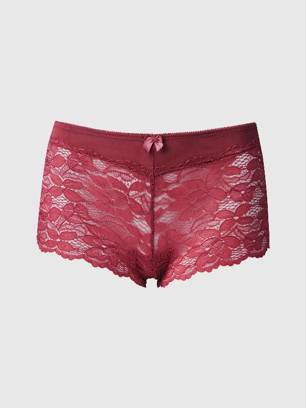 pattern - mix women boyshort with topsHOUSE OF DESIRE CAITLIN LACE BOYSHORT: RHUBARD RED