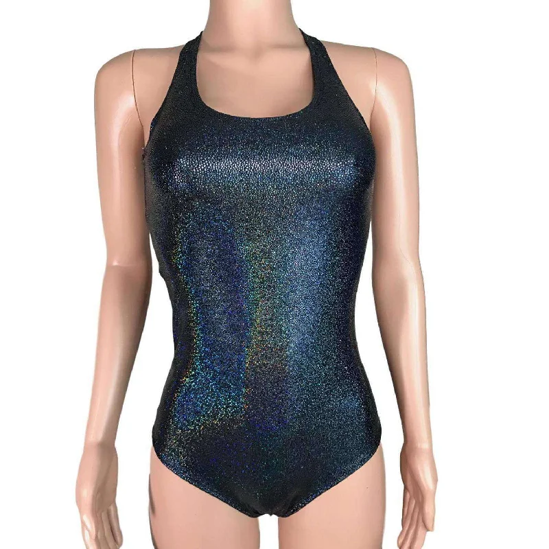 Printed Bodysuits with Floral Patterns for a Feminine VibeBodysuit - Black Holographic Printed Bodysuits with Floral Patterns for a Feminine VibeBodysuit - Black Holographic