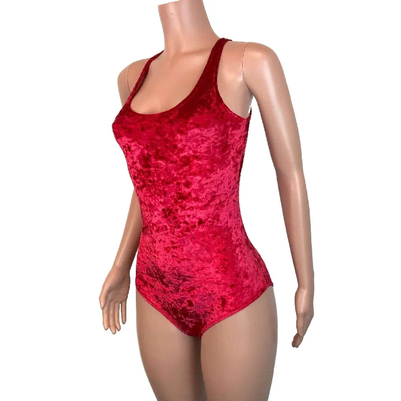 Sheer Bodysuits for a Seductive and Alluring OutfitBodysuit - Red Crushed Velvet
