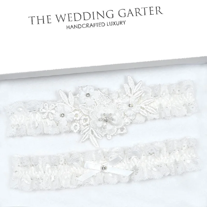 beaded women garters designsIvory Lace Rhinestone & Pearl Bridal Garter Set