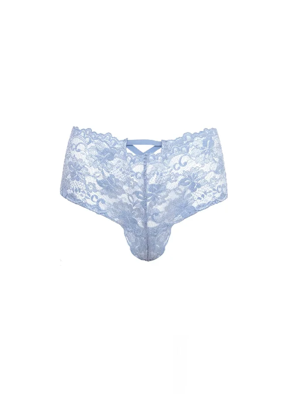 women boyshort with back - mesh panelsBridal Good Night Kiss Lace Crotchless Boyshort