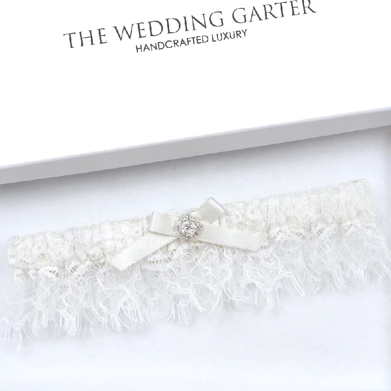 high - end women garters brandsEvangeline Ivory Chantilly Lace Bridal Garter