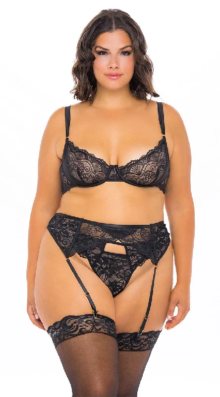 balconette push up bras for a lifted lookPlus Size Worth The Wait Bra Set