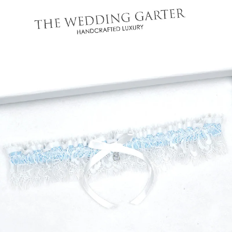 adjustable - length women gartersSomething Blue Bridal Garter With CZ Diamond