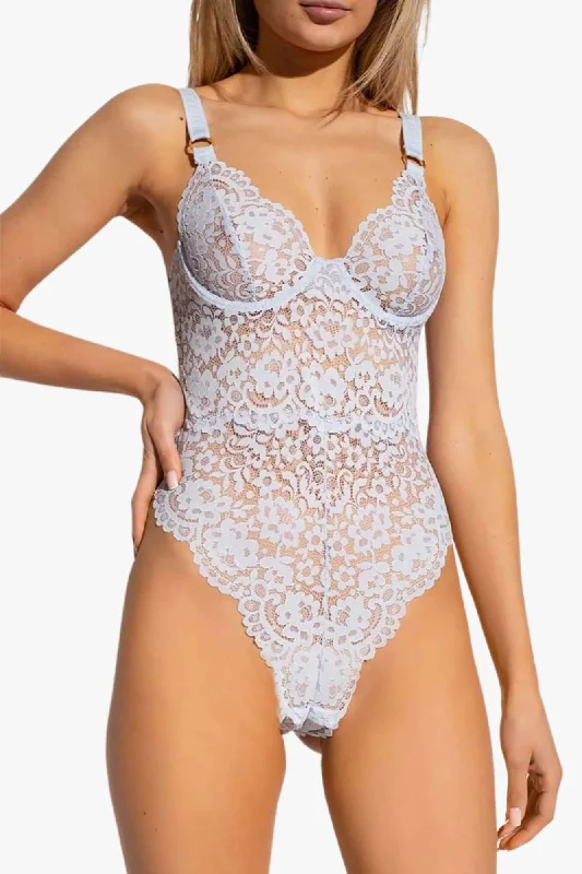 Cut - Out Bodysuits for a Trendy and Fashion - Forward StyleLace Flounce Bodysuit