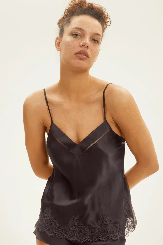 solid color women camisoles & tanks for easy matchingNocturne Silk Camisole Black