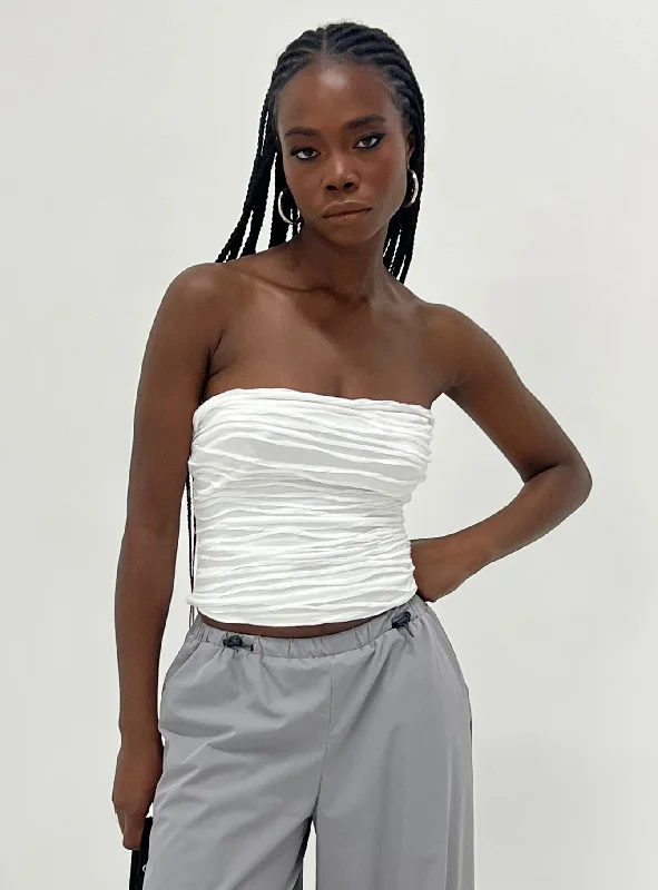 sheer women tube top for a see - through and alluring styleCecile Strapless Top White