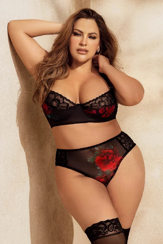 plus size bras with good supportPlus Size Roses Underwire Bra Set
