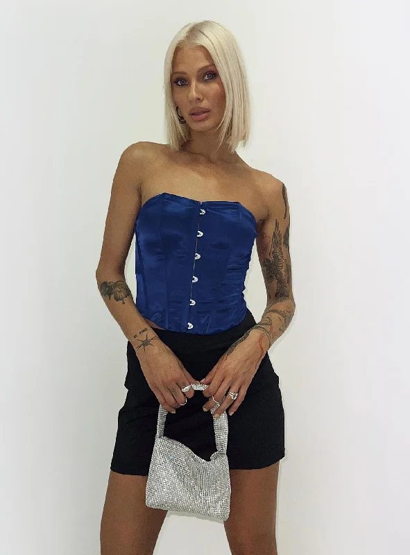 recycled - material women tube top for sustainable fashionIn The Moment Strapless Top Blue