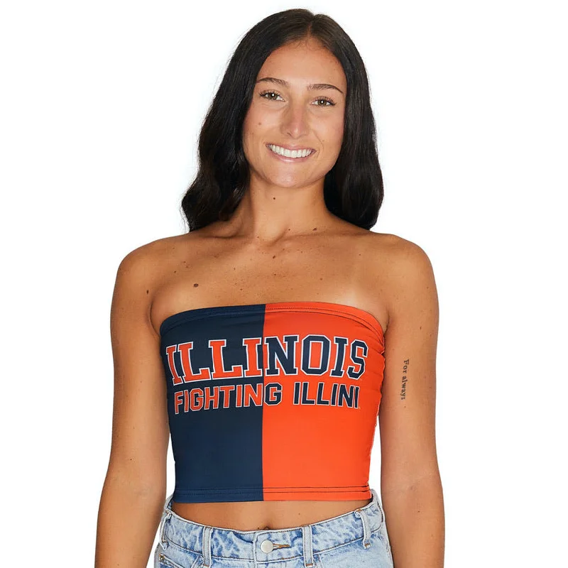 denim women tube top for a casual and rugged styleIllinois Fighting Illini Two Tone Tube Top
