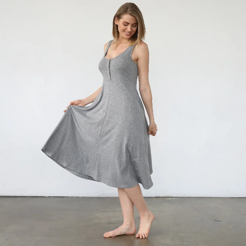 plus size bras with good supportAudrey Softest Rib Nursing & Pregnancy Tank Dress (Dark Gray)
