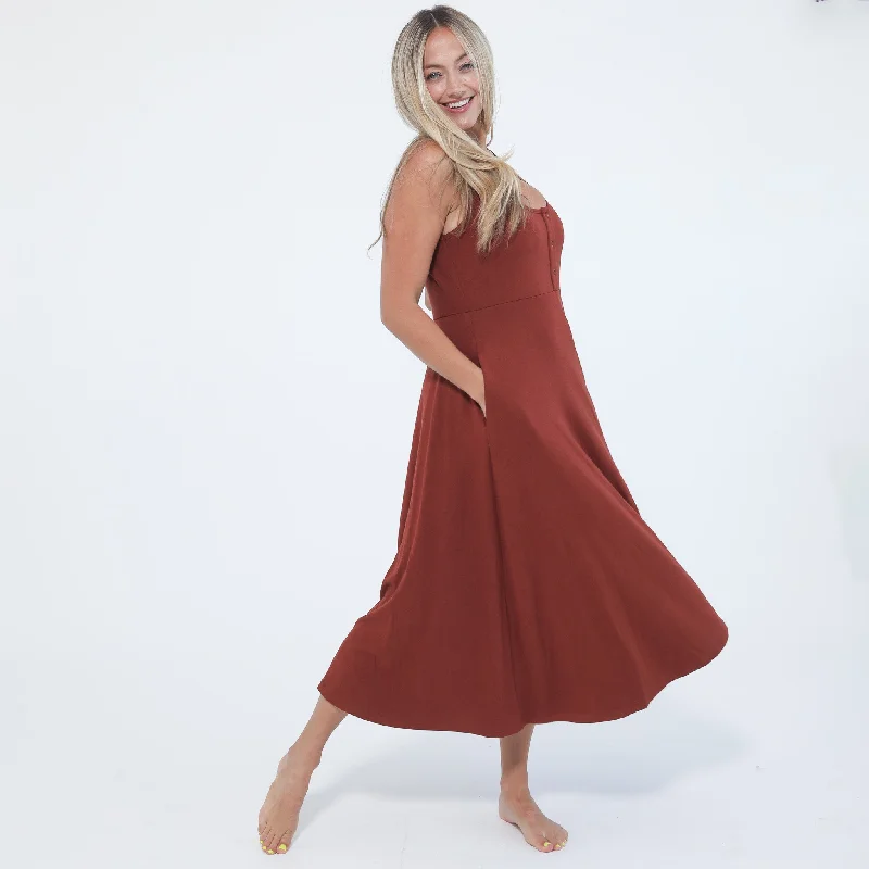 balconette bras for a sexy necklineAudrey Softest Rib Nursing & Pregnancy Tank Dress (Rust)