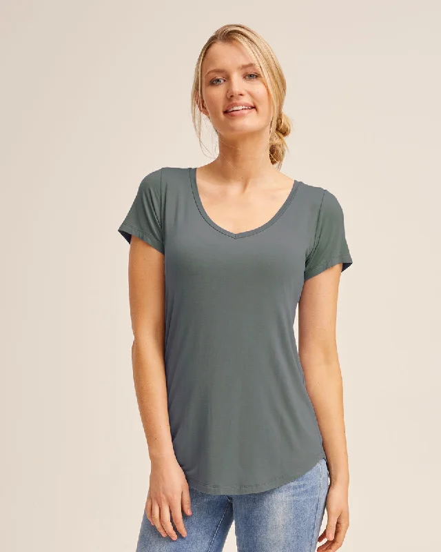 nursing bras for new mothersBamboo Nursing V Neck Tee - Dark Khaki