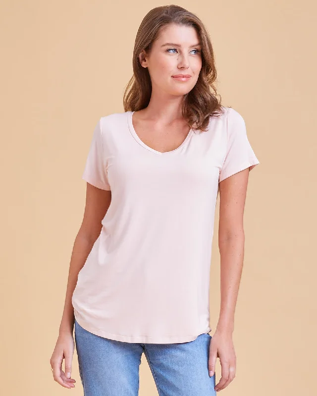 seamless bras for invisible under clothesBamboo V Neck Tee - Pale Pink