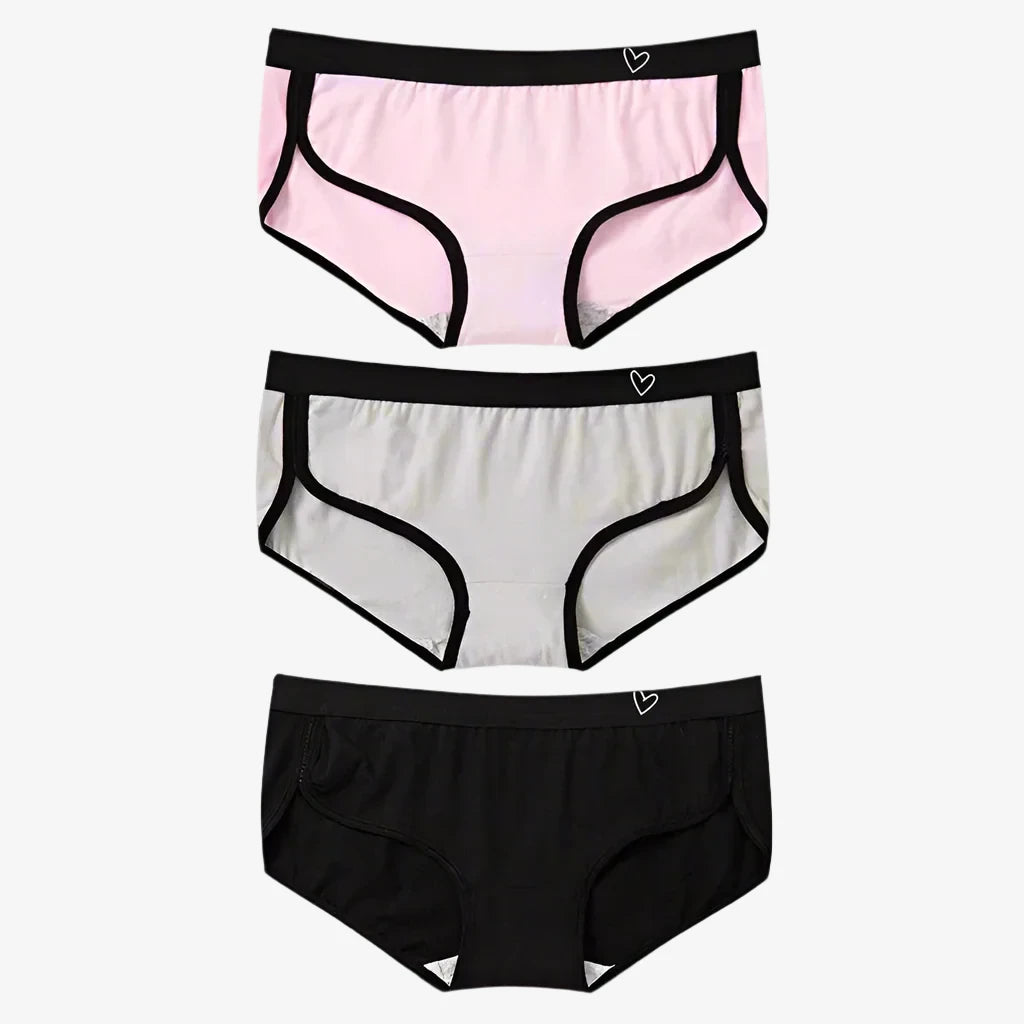 seamless anti - chafing women briefs for friction - free movementBriefs Cotton Fitness Low-Rise Panties (Black + Gray + Pink) seamless anti - chafing women briefs for friction - free movementBriefs Cotton Fitness Low-Rise Panties (Black + Gray + Pink)