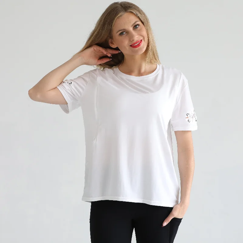 plus size bralette bras for comfortCasual Nursing T-Shirt (Blanc)