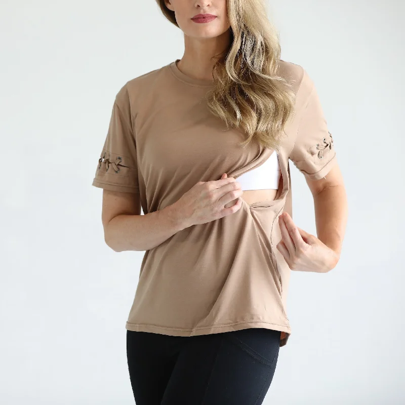 seamless backless bras for summer dressesCasual Nursing T-Shirt (Taupe)