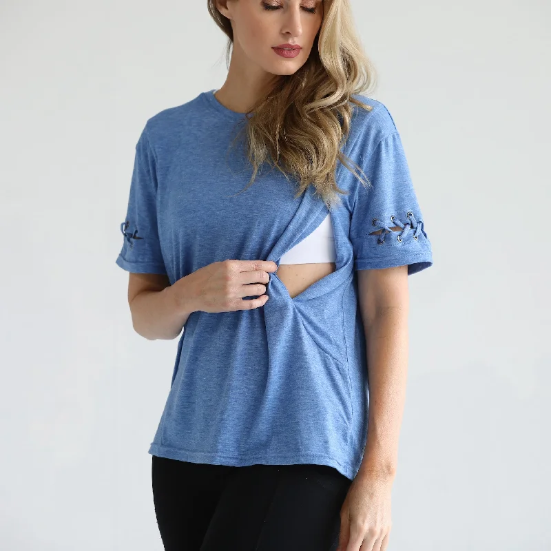bralette with underwire for added supportCasual Nursing T-Shirt (Pacific Blue)
