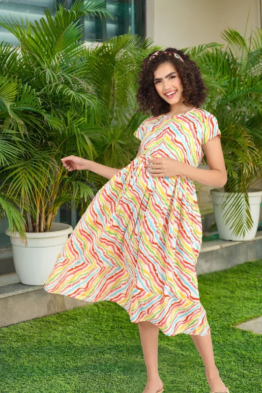 plus size convertible bras for flexibilityColorful Striped Maternity & Nursing Dress