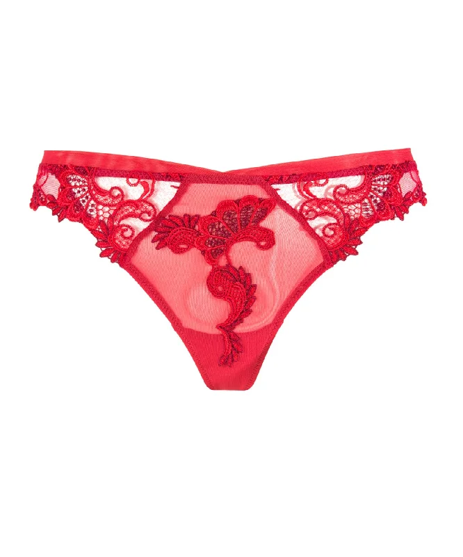 seamless push - up women thongs for a natural liftDressing Floral Solaire Red Thong