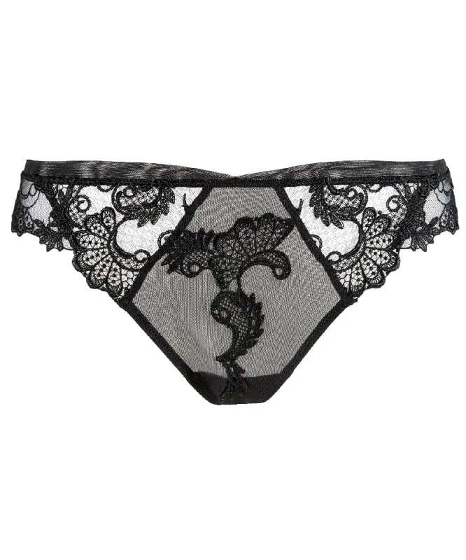 high - cut women thongs for a leg - lengthening illusionDressing Floral Black Thong