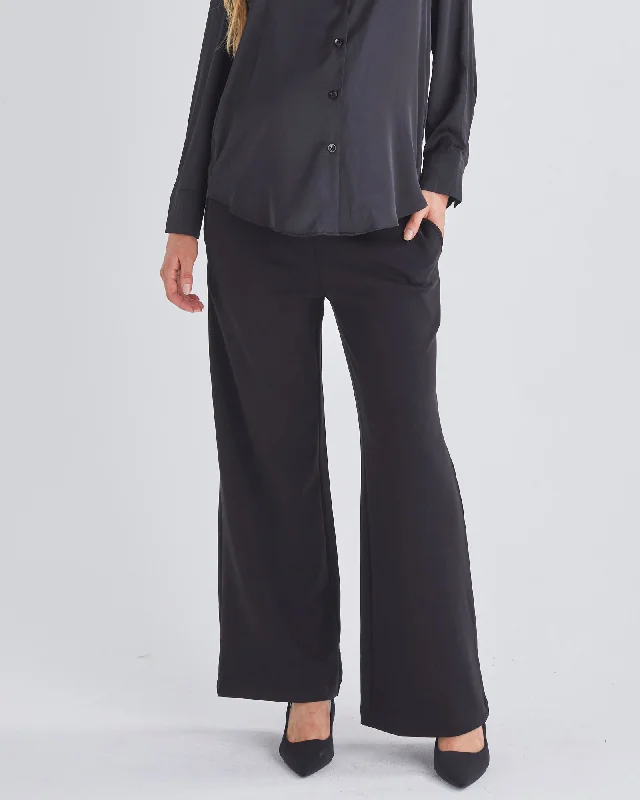 wireless bras for a natural feelElodie Wide Leg Maternity Black Work Pant in Ponti