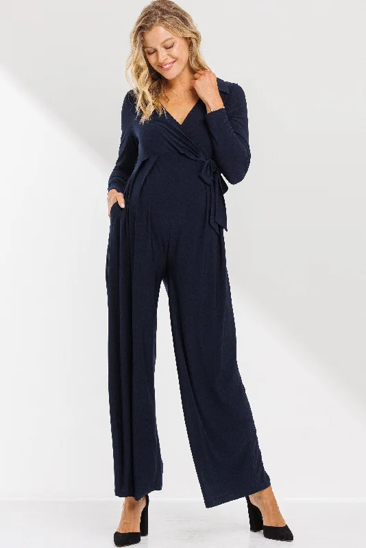 strapless lace bras for formal eventsFaux Wrap Wide Leg Maternity Jumpsuit