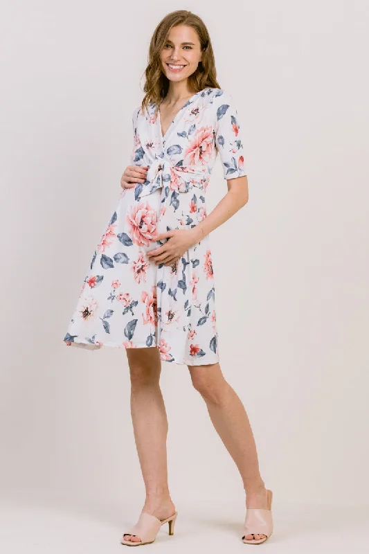 seamless wireless bras for everyday comfortFloral Print Tie Waist  Wrap Maternity Dress