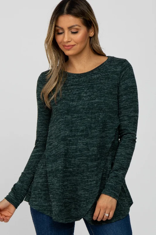 sleep bras with adjustable strapsForest Green Heather Knit Layered Front Nursing Top