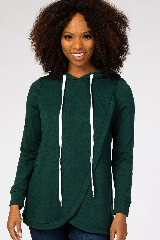 supportive underwire bras for large bustsForest Green Layered Front Nursing Fleece Hoodie