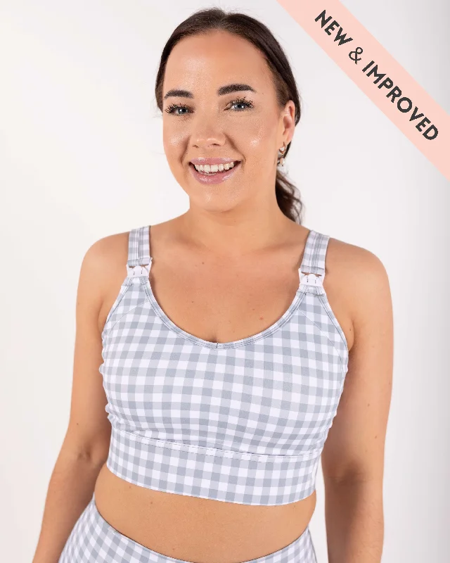 plus size bralette bras for comfortThe Gingham Grey Breastfeeding Crop