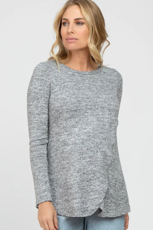 full cup bras for complete coverageHeather Grey Knit Layered Front Maternity/Nursing Top