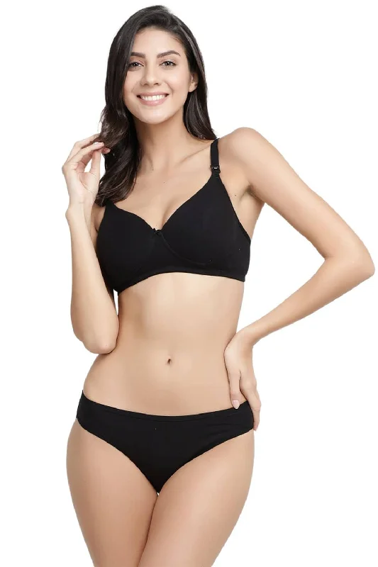 plus size bralette bras for comfortOrganic Cotton Antimicrobial Padded Feeding Bra & Panty Set-IMBP009C