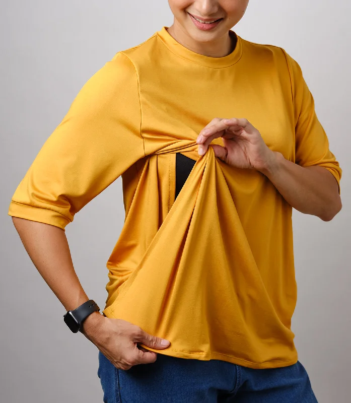 moisture wicking sports bras for sweaty workoutsKATHY NURSING TOP (MUSTARD)