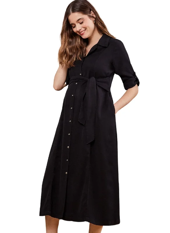 plunge t - shirt bras for a sleek appearanceKelsy Maternity Dress with Tencel - Black