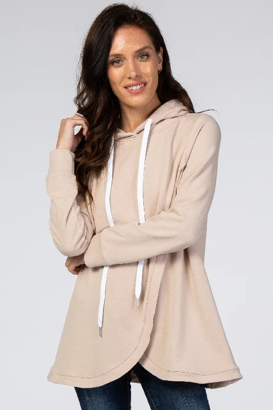 nursing bras for new mothersLight Taupe Layered Front Nursing Fleece Hoodie