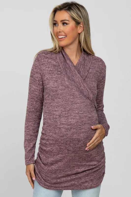 minimizer bras to reduce bust sizeMauve Soft Heathered Draped Wrap Maternity/Nursing Top