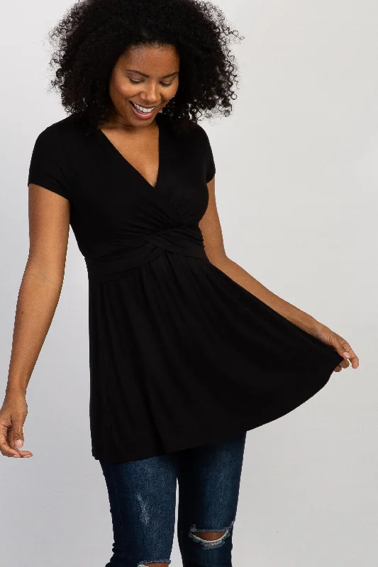 strapless bras for backless dressesPinkBlush Black Draped Front Nursing Top