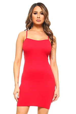 women sexy dresses with ruched sleevesRed Seamless Cami Slip Dress