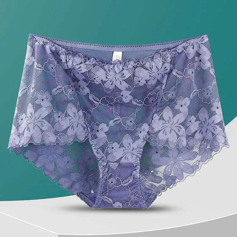 plus size friendly women sexy lingerieSexy Gray Cotton Floral Lace Panties