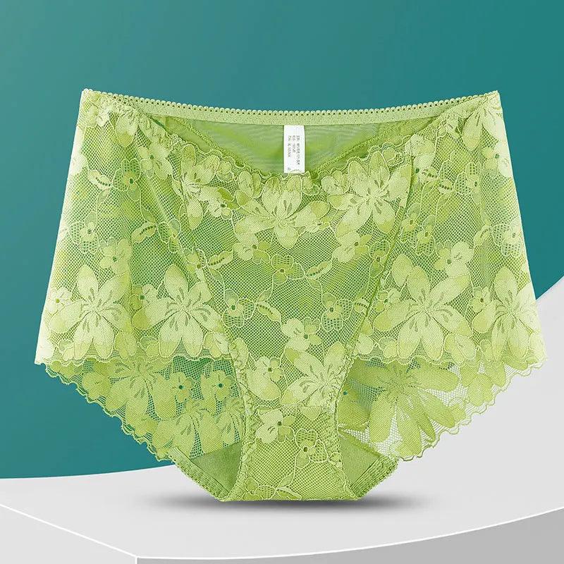 lace trimmed women sexy lingerieSexy Green Cotton Floral Lace Panties